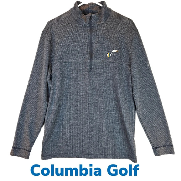 Columbia Golf Gray Blue Heather Long Sleeve 1/4 Zip Pull Over Shirt sz M - Picture 1 of 11
